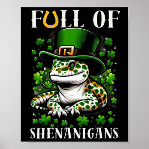 Poster Duende Folha de Trevo Lagartixas Leopardo St Patri