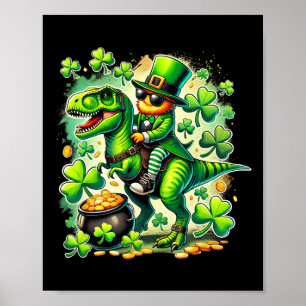 Poster Duende Montando Dinossauro T Rex St Pat Trex Patri