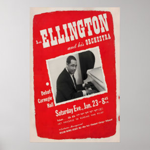 Poster Duke Ellington - Preto, Marrom e Bege - Carnegie