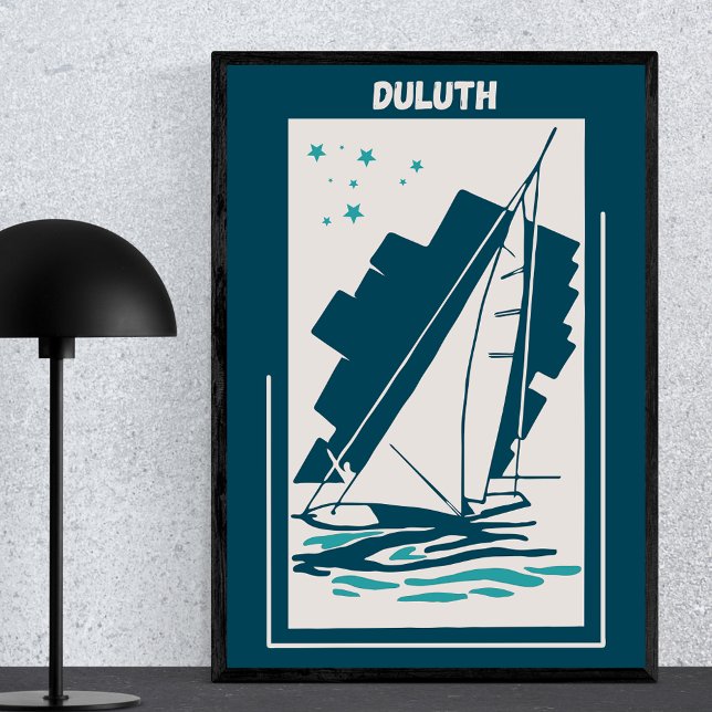 Poster Duluth em Minessota - Vintage Sailing (Criador carregado)