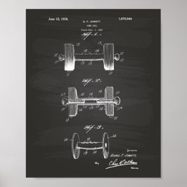 Pôster Dumbbell 1928 Patent Art - Chalkboard