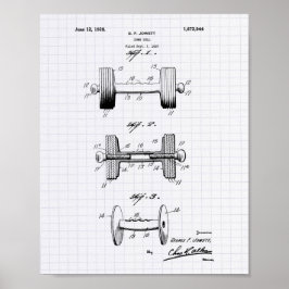 Pôster Dumbbell 1928 Patent Art - Lined Peper