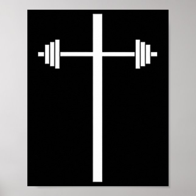 Poster Dumbbell Barbell Cross Christian Gym Workout Em Po (Frente)