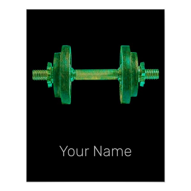 Pôster Dumbbell Retro Bodybuilder Gym Malhação Ou Treinad (Frente)