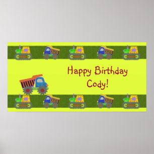 Poster Dump Truck Birthday Banner
