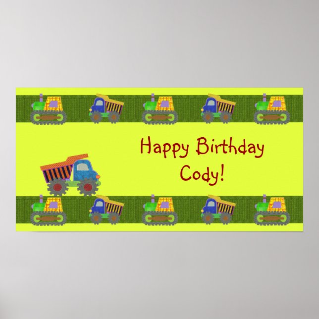 Poster Dump Truck Birthday Banner (Frente)