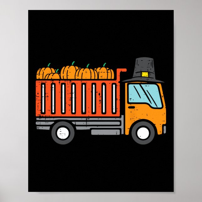 Poster Dump Truck Pumpkin outono outono outono (Frente)