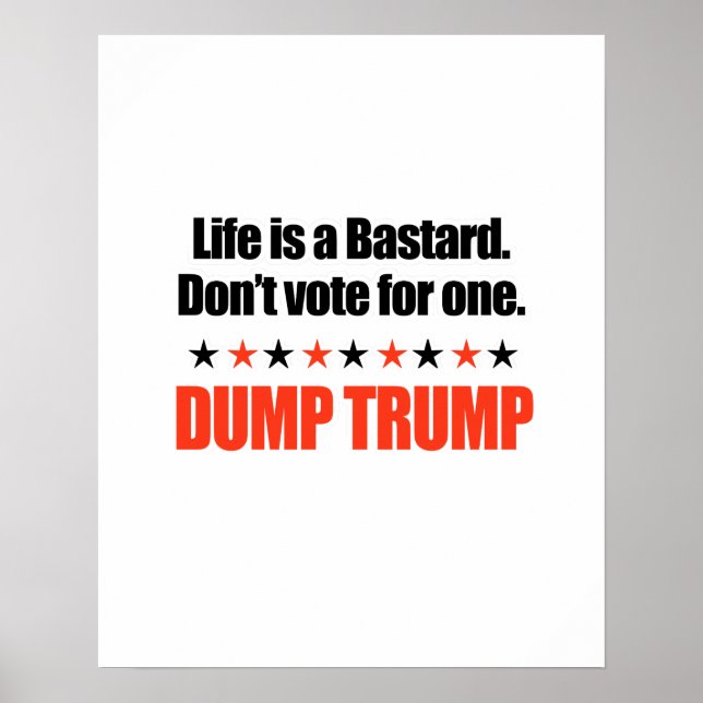 Poster Dump Trump - A vida é um bastardo (Frente)