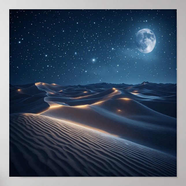 Poster Dunas ao Luar Sob Céus Estrelados (Frente)