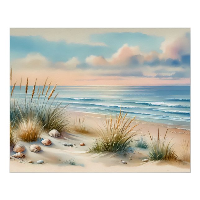 Pôster Dunas Costeiras Pastel Aquarela (Frente)