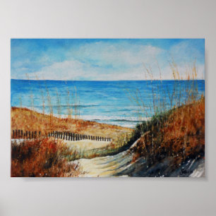 Poster Dunas e oceano de areia da praia que pinta