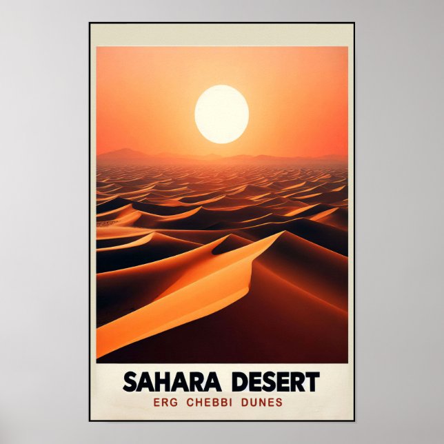 Poster Dunas Infinitas de Erg Chebbi, Marrocos (Frente)