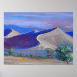 Poster Dunas Sunset, Montanhas Distantes e Árvores