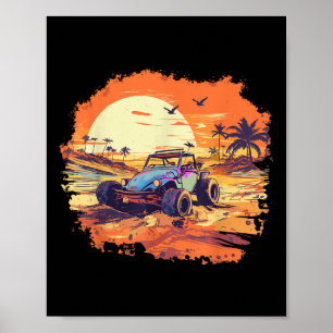 Poster Dune Buggy Click Beach Car Retro Vintage Sunset Gr
