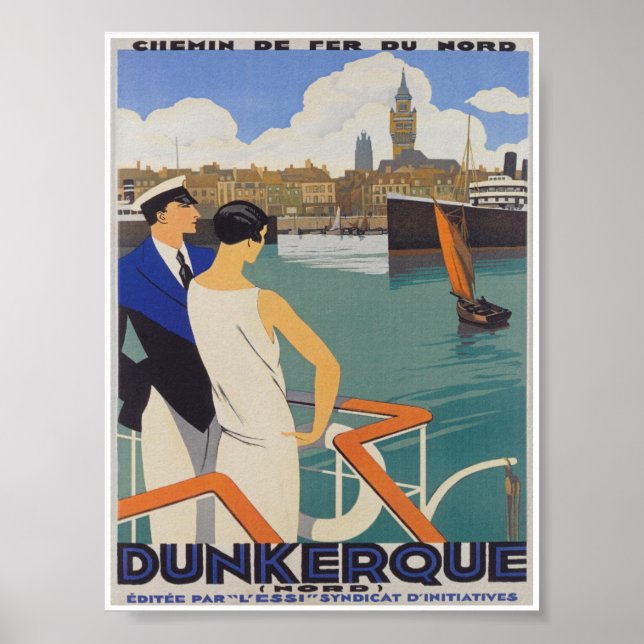 Poster Dunkerque France Viagens vintage (Frente)