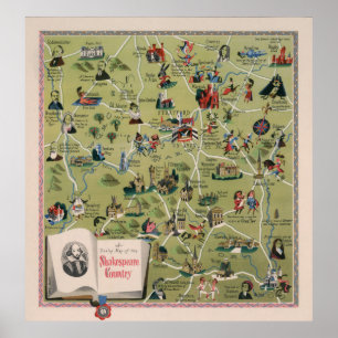Poster Dunlop Map of Shakespeare Country, England