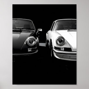 Poster Duo Clássico Porsche 911 Preto e Branco