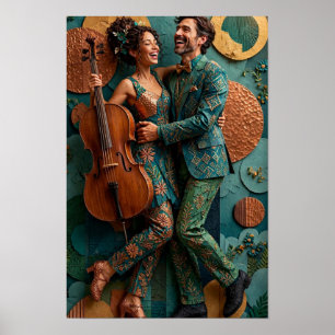 Poster Duo de Dança Folclórica Alegre Trocado - Cobre Tea