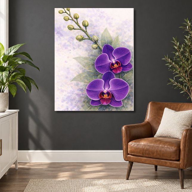 Poster Duo de Flores de Orquídea Roxa Botânica  (Criador carregado)