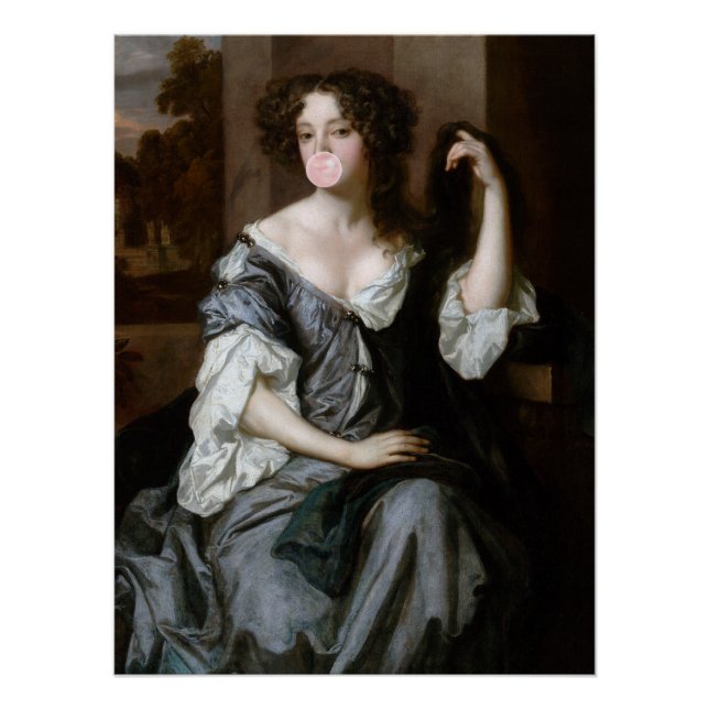 Pôster Duquesa de Portsmouth soprando uma pastilha elásti (Frente)