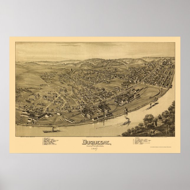 Pôster Duquesne, PA Panorâmica - 1897 (Frente)