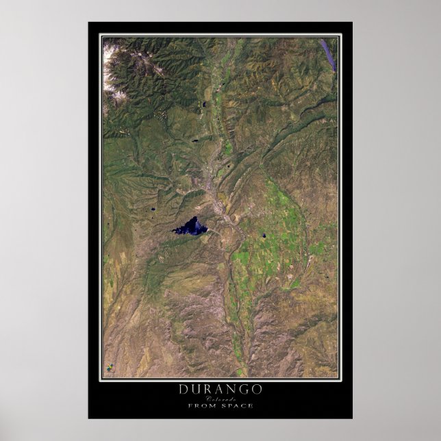 Poster Durango Colorado Do Mapa De Satélite Espacial (Frente)