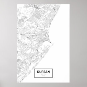 Pôster Durban, África do Sul (preto no branco)