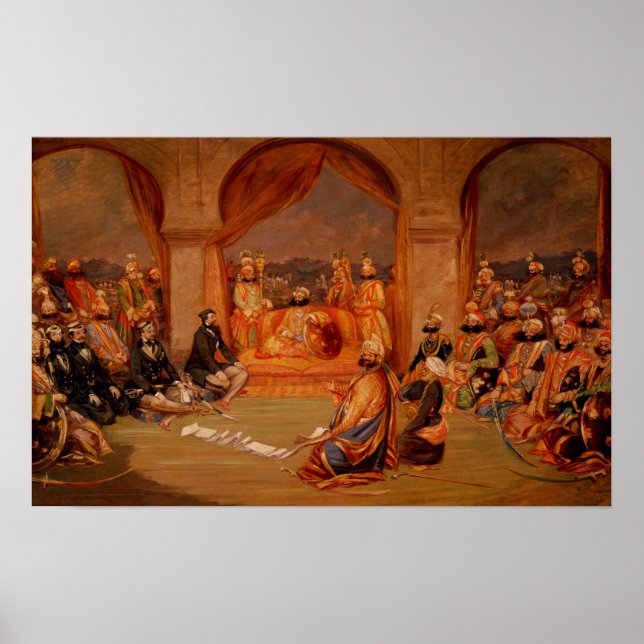 Pôster Durbar em Udaipur, Rajasthan, 1855 (Frente)
