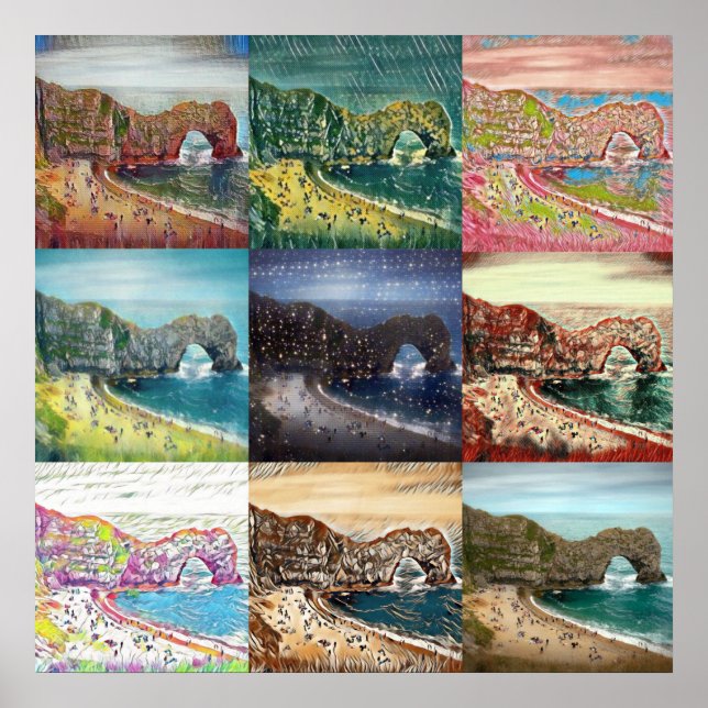 Poster Durdle Door, Dorset, England Collage (Frente)
