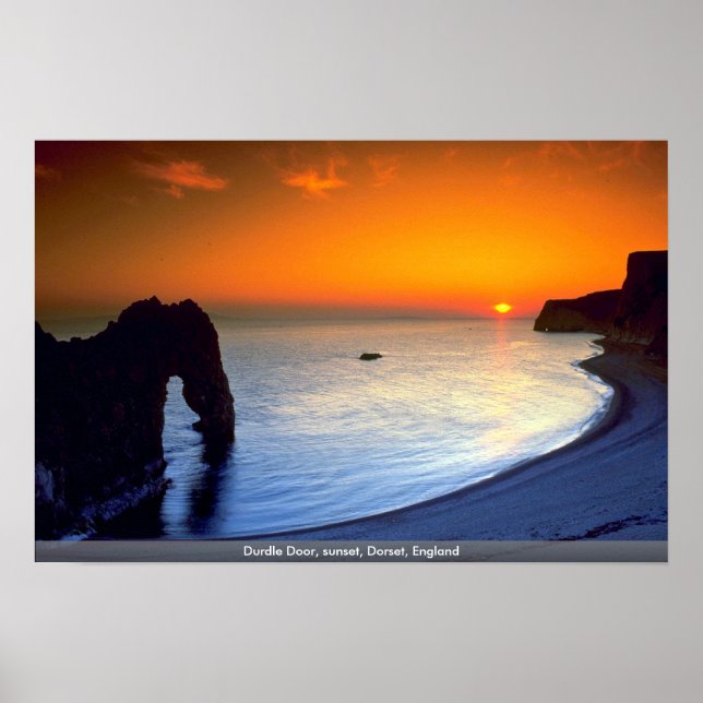 Poster Durdle Door, sunset, Dorset, Inglaterra (Frente)