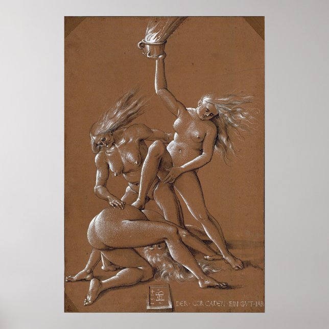 Poster Dürer - Saudação de Ano Novo a Três Bruxas (Frente)