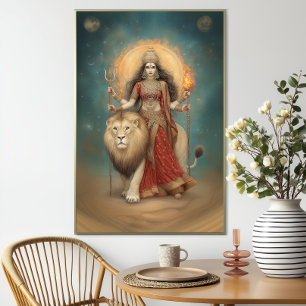 Poster Durgá Deusa Hindu da Força e Proteção