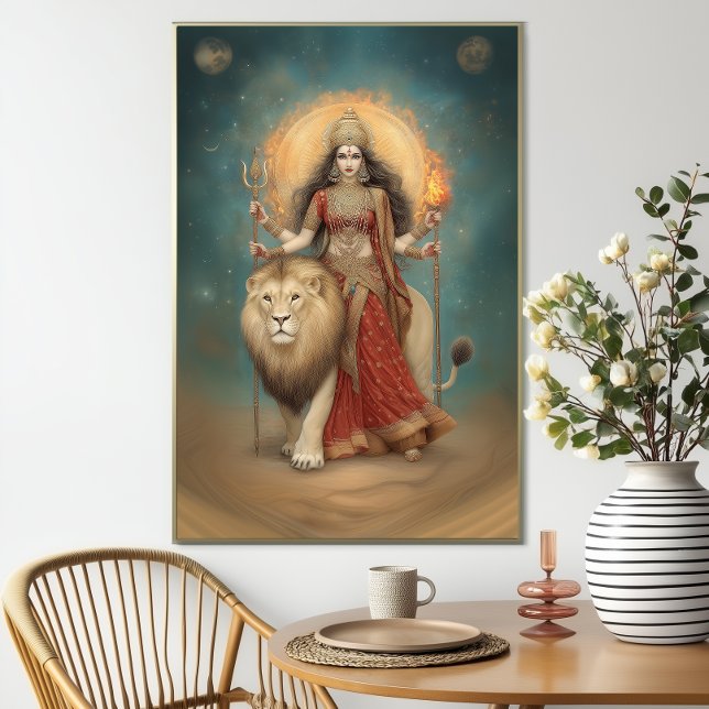 Poster Durgá Deusa Hindu da Força e Proteção (Criador carregado)