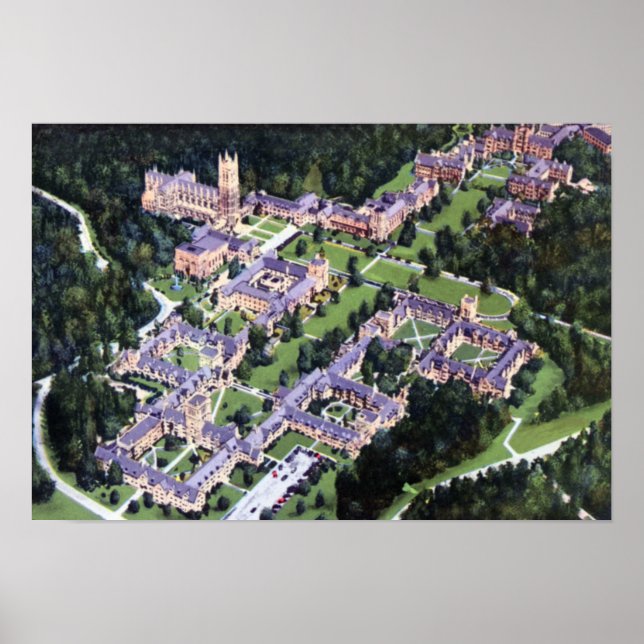 Poster Durham North Carolina Univ. Birdseye (Frente)