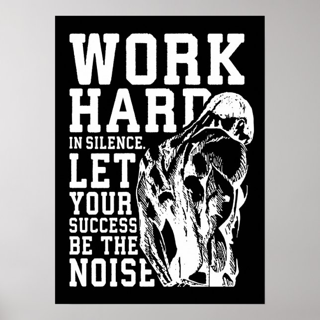 Poster Duro De Trabalho Em Silêncio - Gym, Workout, Const (Frente)