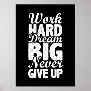 Poster Duro De Trabalho Nunca Desiste - Gym, Hustle, Suce