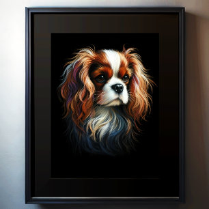 Poster Duro Pastel desenhando o rei Charles Cavalier Span