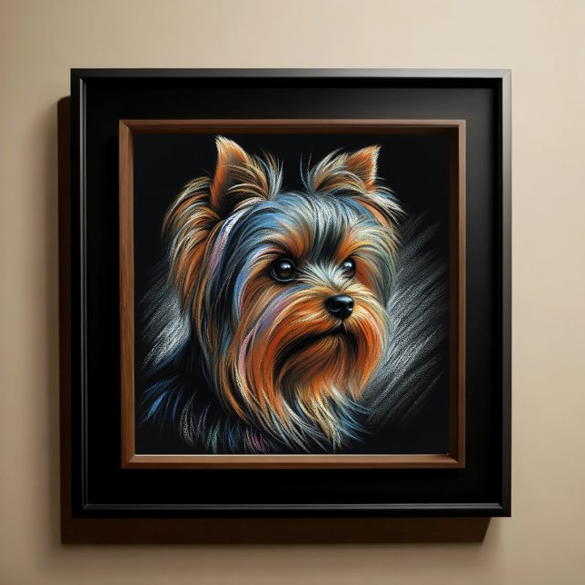 Poster Duro Pastel Drawing Yorkshire Terrier Yorkie (Criador carregado)