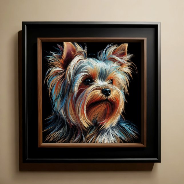 Poster Duro Pastel Drawing Yorkshire Terrier Yorkie (Criador carregado)