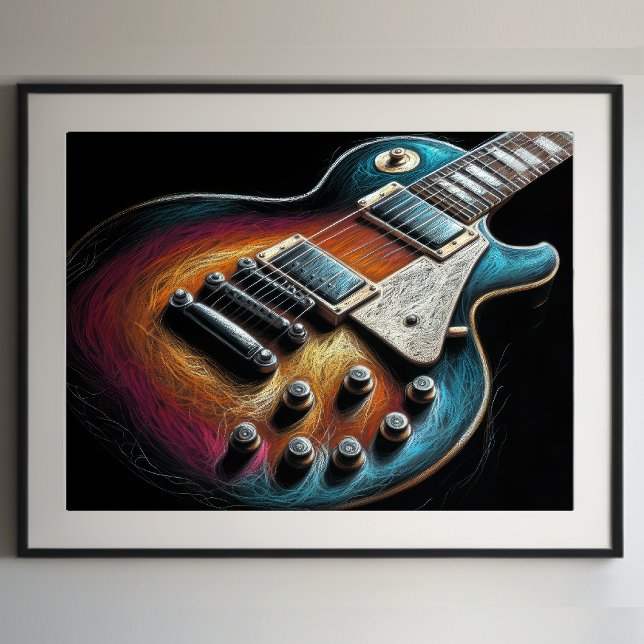 Poster Duro Pastel Saco de Desenho Guitarra (Criador carregado)