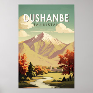 Poster Dushanbe Tajiquistão Viagem Arte Vintage