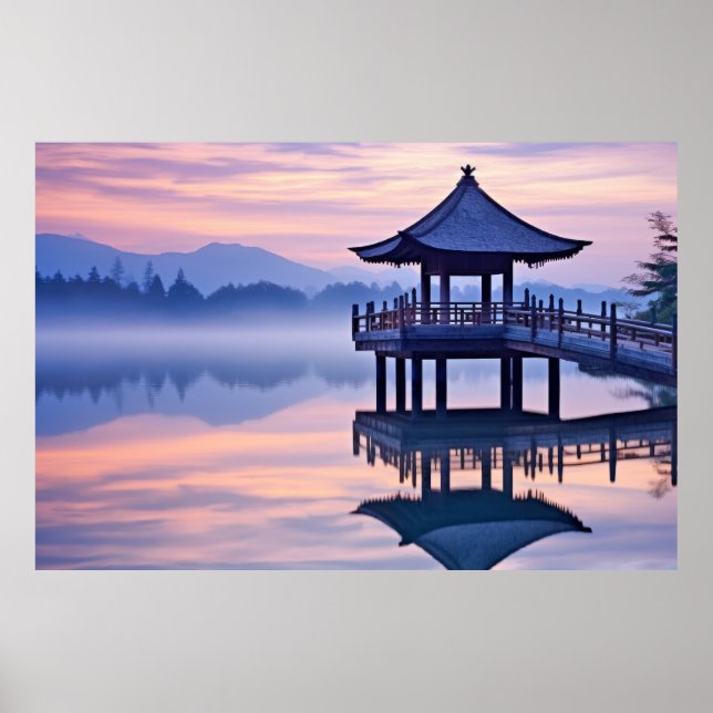 Poster Dusk Lake Tranquil Natureza Pacífica (Frente)