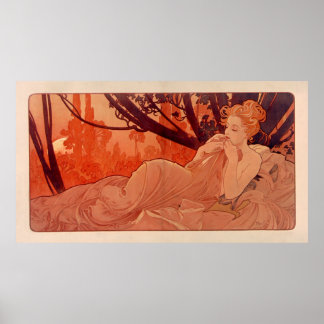 Poster DUSK por Alphonse Mucha - Crepuscule