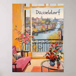 Poster Dusseldorf Alemanha Viagem Cidade Pintura Estética