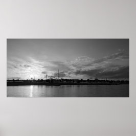 Poster Düsseldorfer Rheinkirmes im Sonnenuntergang