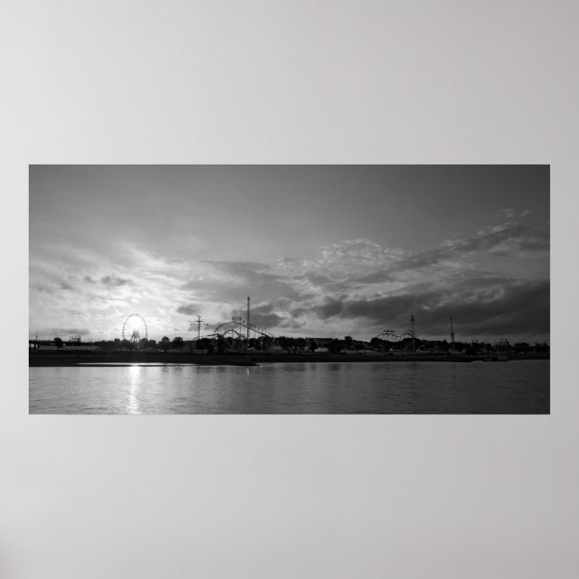 Poster Düsseldorfer Rheinkirmes im Sonnenuntergang (Frente)