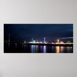 Poster Düsseldorfer Rheinkirmes Panorama à noite