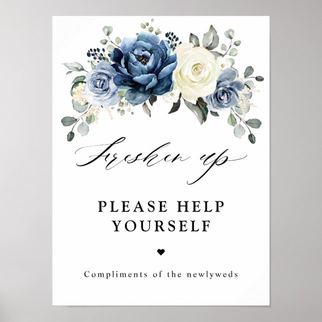 Poster Dusty Blue Champagne Ivory Floral Freshen up (Frente)