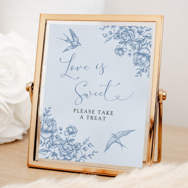 Poster Dusty Blue Chinoiserie Chá de fraldas Love is Swee (Criador carregado)