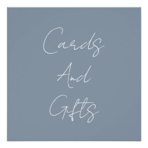 Pôster Dusty Blue Elegant Chá de panela Wedding Classy